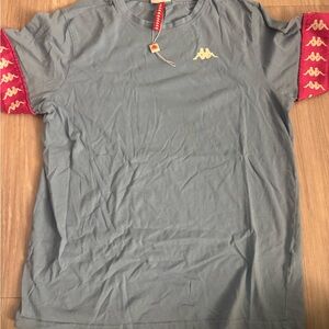 Kappa Men's Gray Tee with Red Sleeves